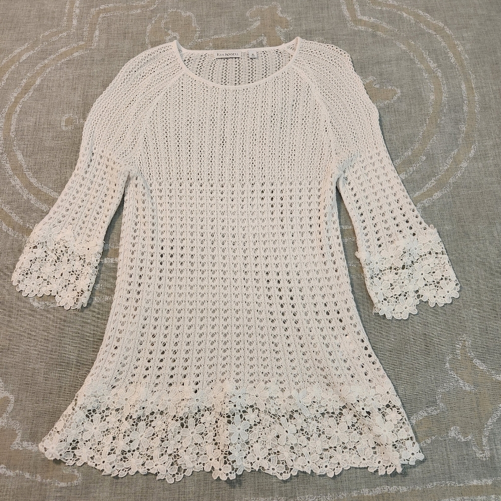 White lacy long top